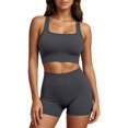 thumbnail image 3 of Women Workout Sets High Waisted Biker Yoga Shorts for Women Tummy Control Fitness Shorts & Cropped Vest Cami Tops Sets Yoga Workout Outfits for Women, 3 of 5