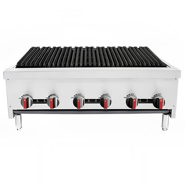 Bakemax BACGG36-6 36" Gas Charbroiler w/ Cast Iron Grates, Convertible
