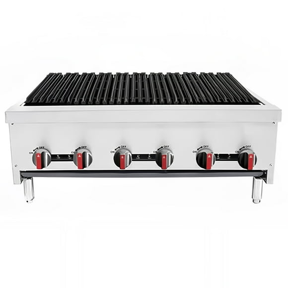 Bakemax BACGG36-6 36" Gas Charbroiler w/ Cast Iron Grates, Convertible