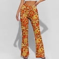 thumbnail image 4 of QUNYINEY Flare Compression Leggings for Women Yoga Athletic Floral Jegging Slim Fit High Waisted Workout Leggings, 4 of 9