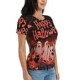 Halloween Shirts for Women, Halloween Happy Ghost Pink Womens Short