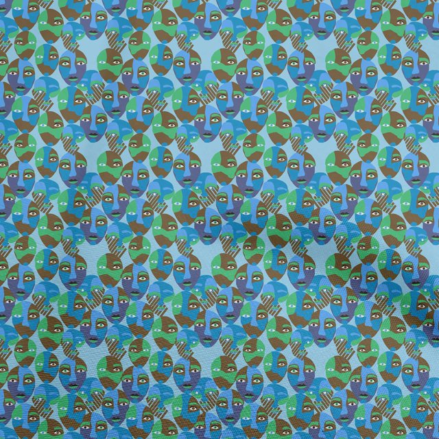 oneOone Cotton Poplin Medium Blue Fabric Abstracts Craft Projects Decor Fabric Printed By The Yard 56 Inch Wide