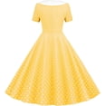 thumbnail image 3 of DHFJKG Wedding Guest Dresses For Women 90S Retro Polka Dot Flowy Swing A-Line Midi Dress Casual Summer Short Sleeve Peter Pan Collar Versatile Dresses, 3 of 4