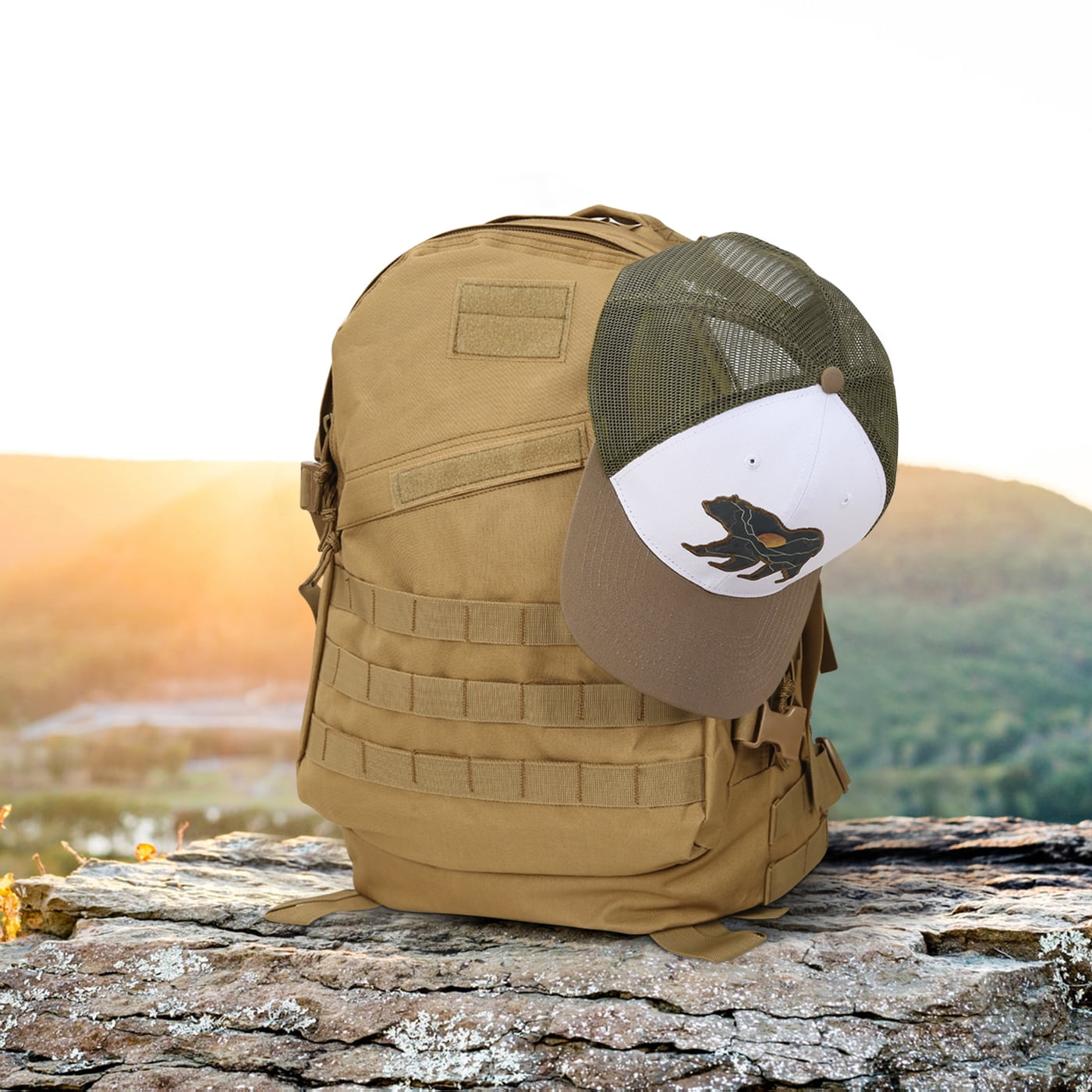 HDE Trucker Hat - Performance Outdoor Snapback Adventure Hats for Men Boreal Bear