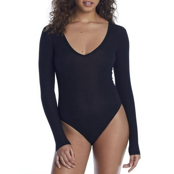 NEARLYNUDE Midnight 2x2 Modal Ribbed V-neckline Plunge Bodysuit, US Small, NWOT