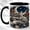 Black, variant on Moon Fox Coffee Mug, Woodland Animal Mug, Ceramic 11 oz