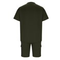 thumbnail image 4 of Ensemble Décontracté à Manches Courtes et Col Rond et Shorts à Taille Élastique avec Cordon pour Hommes, Mélange Coton Polyester, Noir, P, 4 of 7