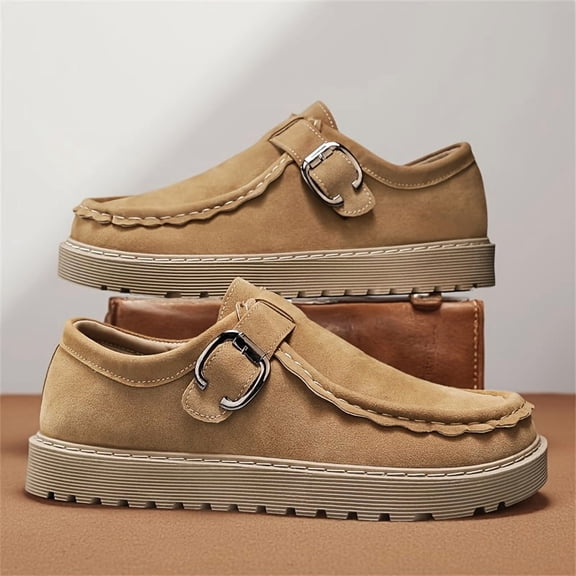 New 2026 Men'S Slip-On Loafers - British Style Casual Shoes Semi-Formal & Casual Attire - Durable with Buckle Closure, All-Season Comfort, Synthetic /Fabric Upper & Rubber Sole, Minimalist Design for