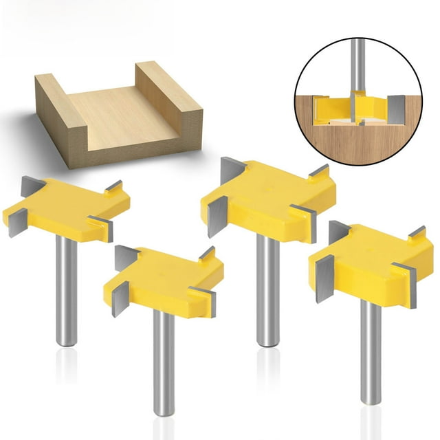 Industrial-Grade 4-Flute T-Slot Cutter with 6mm Shank - 12.7mm Max Cutting Depth, Compact Lightweight Design for Precision Woodworking & Multi-Bed Compatibility, Efficient 4-Tooth T-Type Router Bit