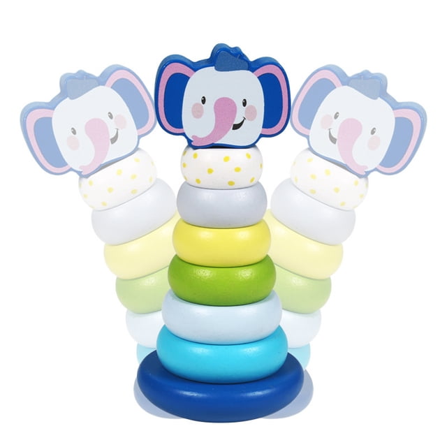 Animal Arco Iris Apilamiento Anillo Torre Grapadora Bloque Bebé Montessori Juguete Educación Temprana Enseñanza Ayuda Madera Niño Juguete seitruly FN003450-01
