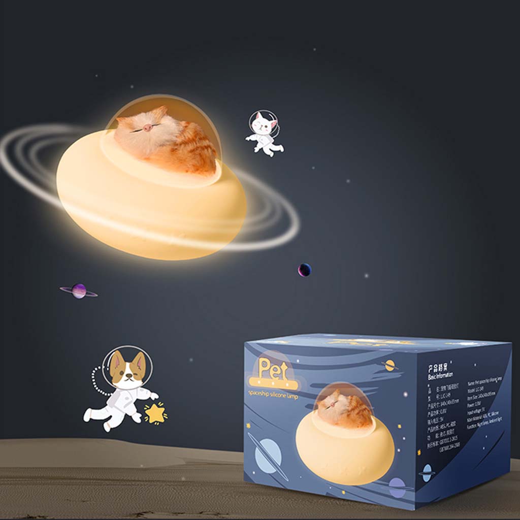 Silicone Night Lights USB Rechargeable Night Light Bedroom Bedside Lamp With Dimmable Spaceship For Kids Baby Gift