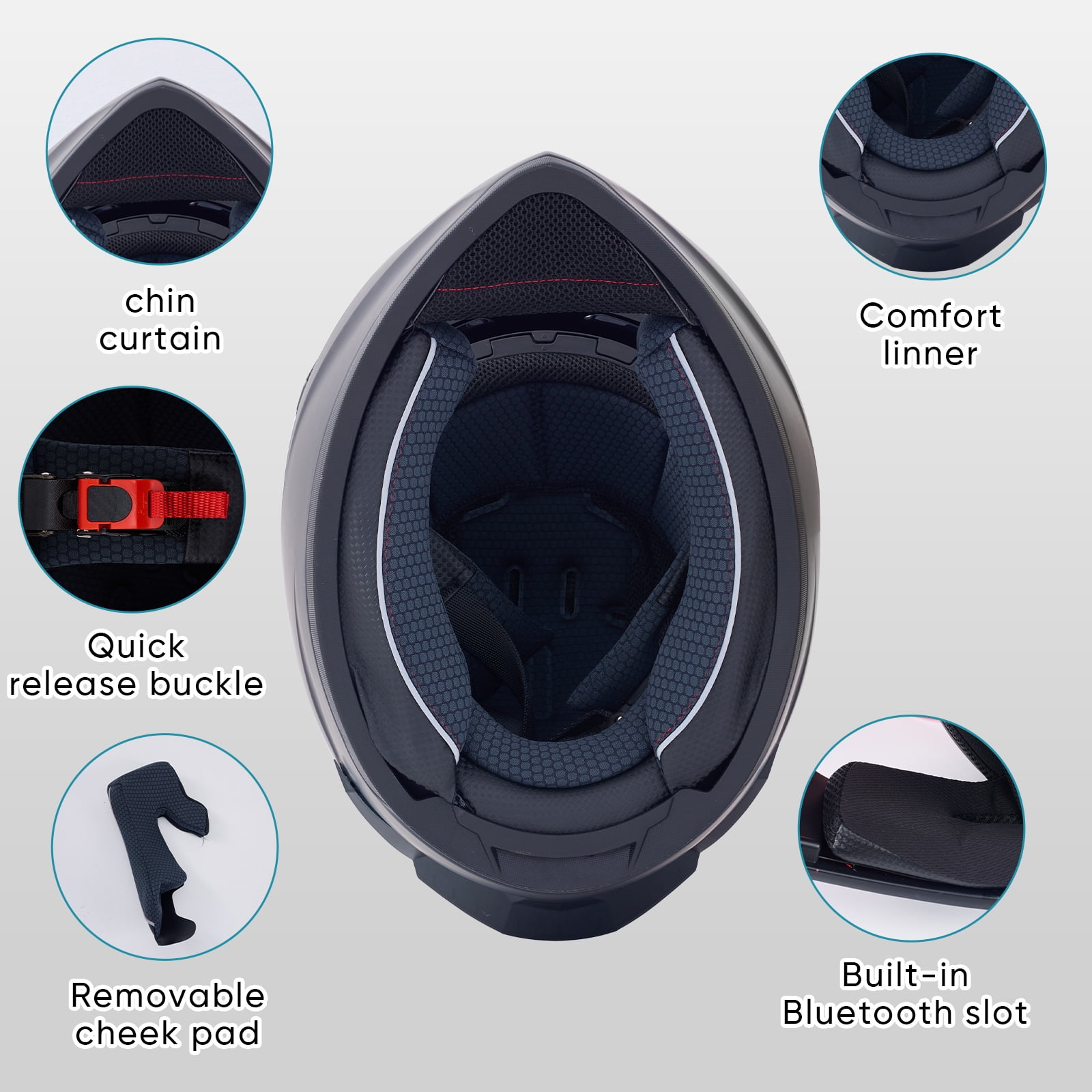 Full-Face Adult Motorcycle Helmet, Motocross ATV Offroad Dirt Bike Helmet DOT Approved, XL Size