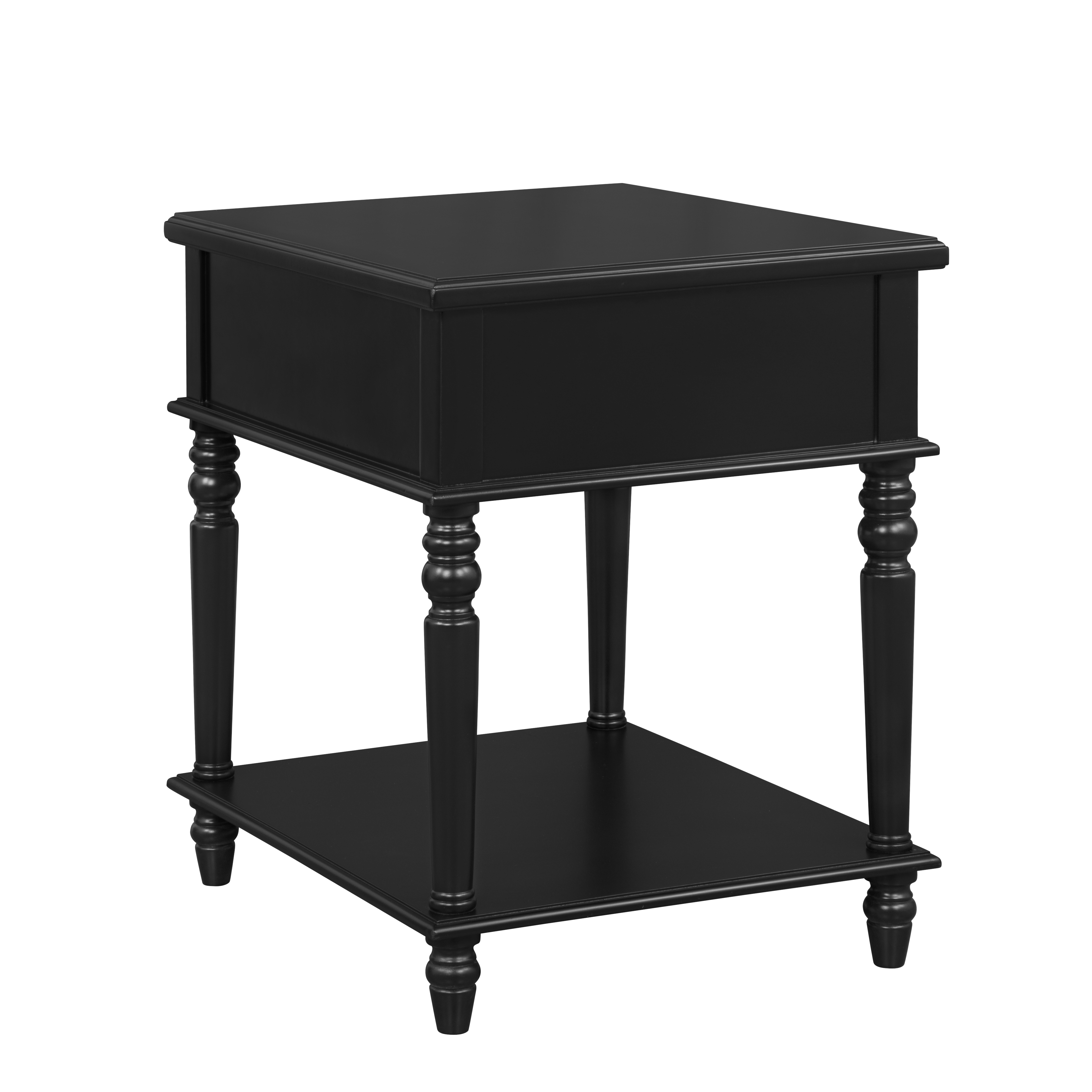 Powell Myles Single Drawer Indoor Side Table with Shelf, Black