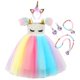thumbnail image 1 of Niñas Lentejuelas Unicornio Tutu Vestido Arco Iris Niños Unicornio Vestidos Para Niñas Fiesta de Cumpleaños Princesa Vestido Niños Ropa Vestidos (6-7T) Etiqueta 130 Gao Jinjia LED, 1 of 2