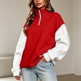 thumbnail image 2 of Tqcoqu Women's Color Block Quarter Zip Sweatshirt,Stand Collar Long Sleeve Loose Casual Pullover Tops,2026 Fall Winter Trendy Clothes,Red Women's S-XXL, 2 of 5