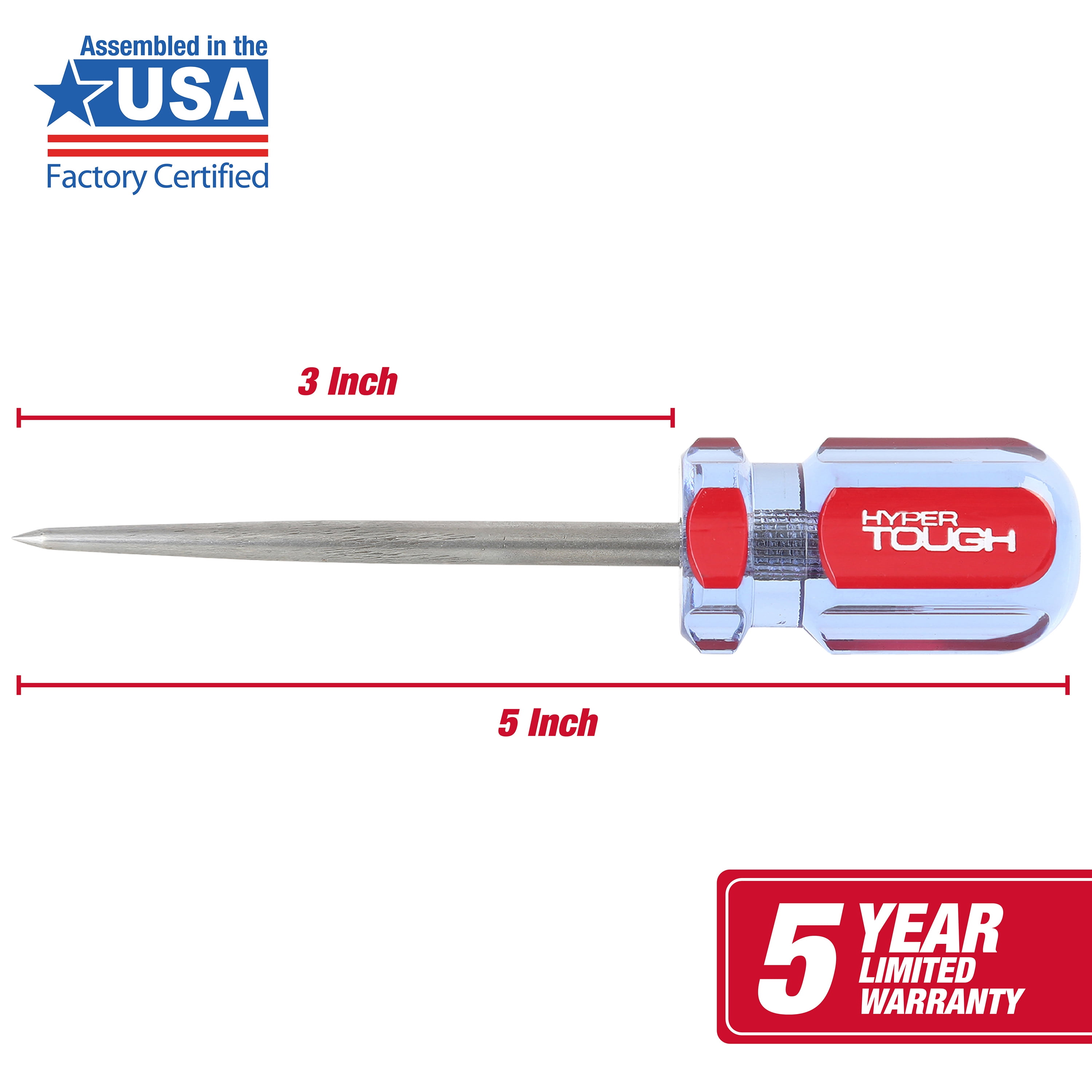 Hyper Tough Scratch Awl with 3-Inch Carbon Steel Blade & Acetate Handle