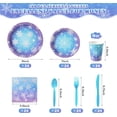 thumbnail image 4 of Frozen Birthday Party Decorations - Serve 24, Snowflake Party Supplies, Winter Wonderland Disposable Tableware Include Plates, Napkins, Cups, Forks, Knives, Spoons for Christmas, 4 of 7