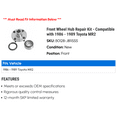 thumbnail image 2 of Front Wheel Hub Repair Kit - Compatible with 1986 - 1989 Toyota MR2 1987 1988, 2 of 2