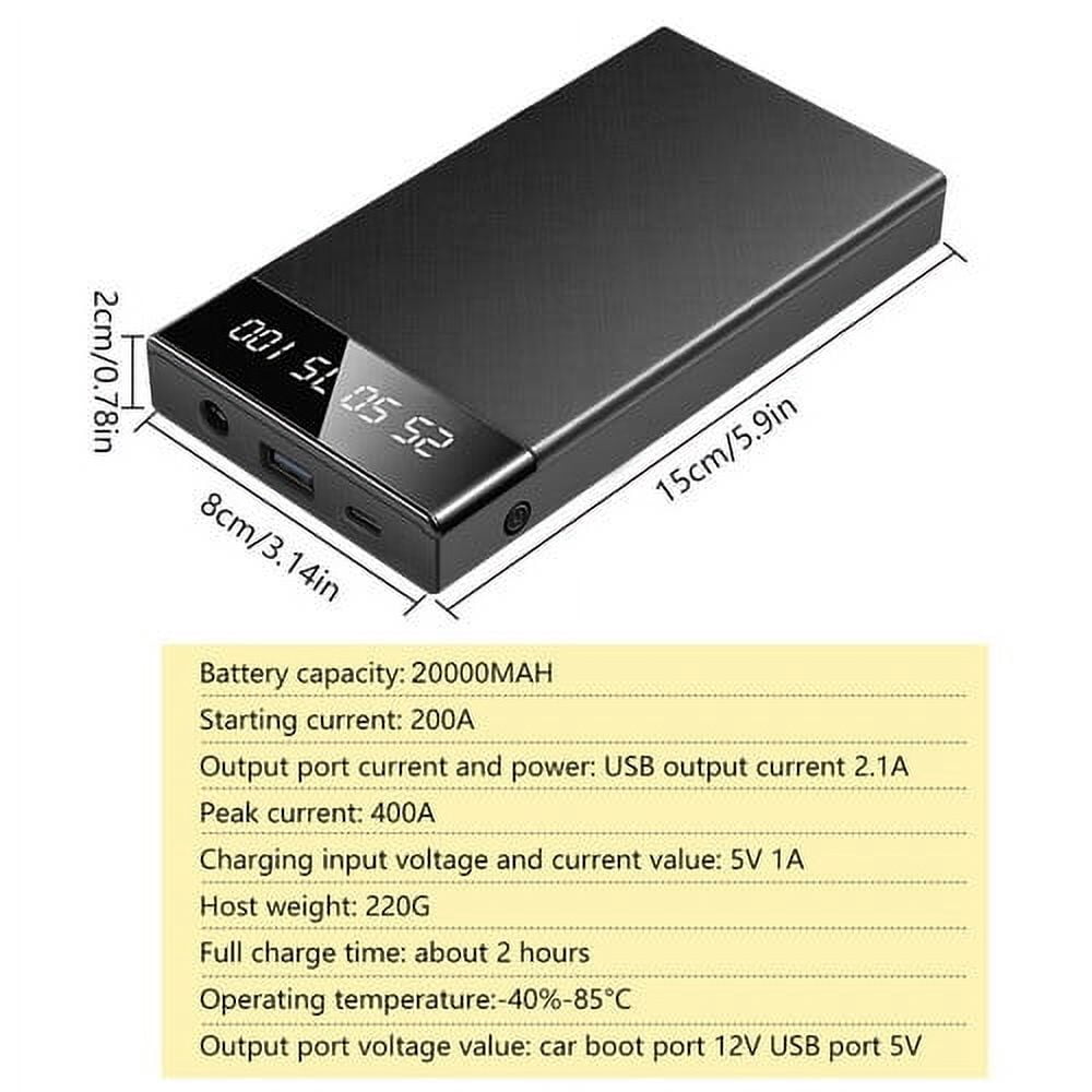 Audessy Car Jump Starter Slim 20000mAh Portable Engine Battery Jumper Charger Power Bank,Black