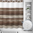 thumbnail image 2 of No Hook Shower Curtain, Brown Beige Wooden Shower Curtains for Bathroom with See Through Top Window, Vintage Farmhouse Retro Art Waterproof & Washable Bath Curtain 66"x72", 2 of 9