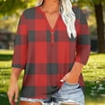 thumbnail image 2 of Plus Size Women's Casual Printed 3/4 Sleeve V-Neck Blouse Shirt Top Fashionable and Comfortable Loose Fit Tunic for Women | CSEONE,Red XL, 2 of 8