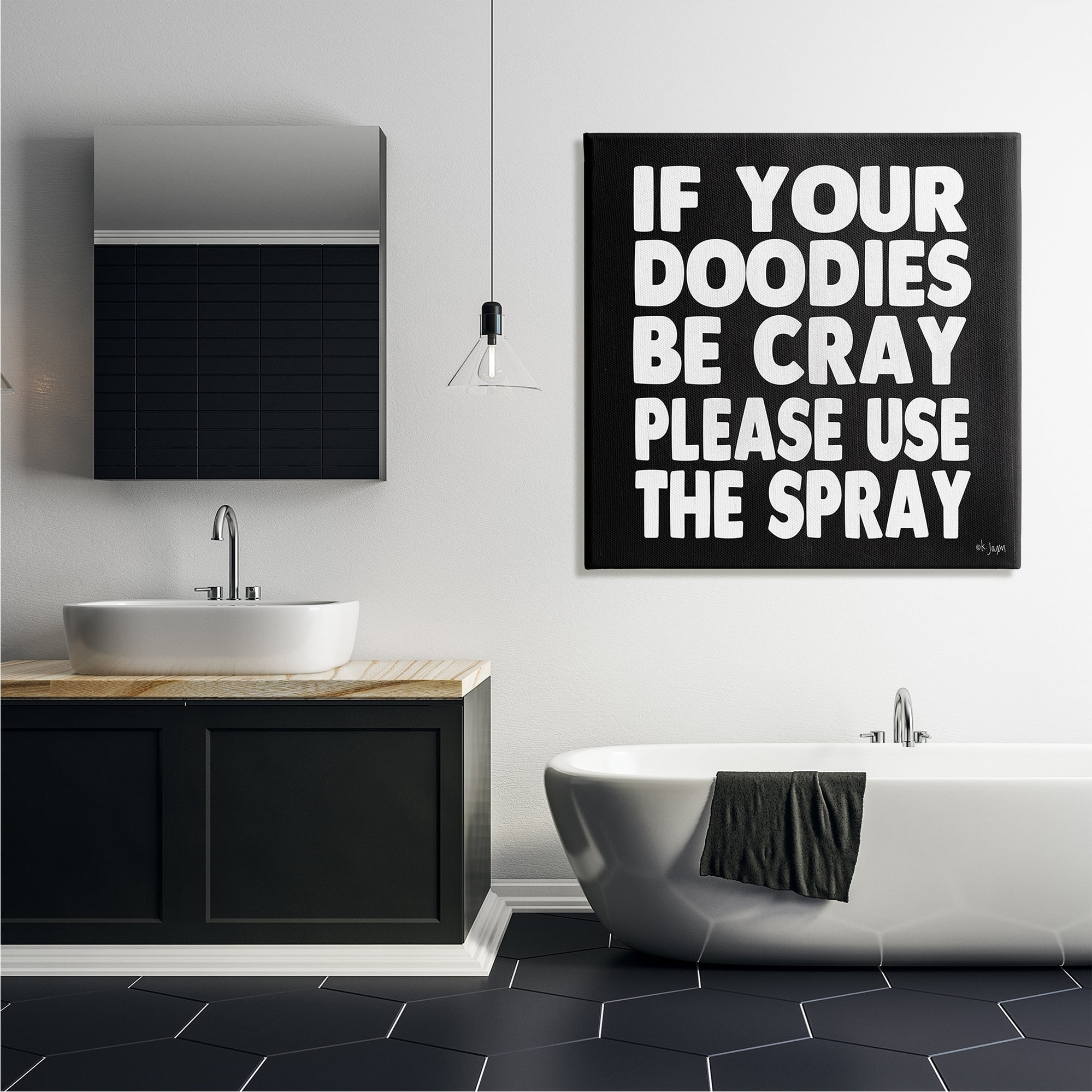 Stupell Industries Doodies Be Cray Use The Spray Bathroom Phrase, 36 x 36, Design by Jaxn Blvd.