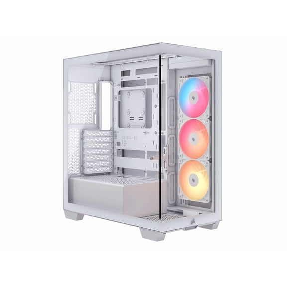 CORSAIR 3500X RS-R ARGB Mid-Tower PC Case – 3x Pre-Installed RS120-R ARGB Fans – GPU Anti-Sag Arm – Tempered Glass – Fits up to 10x 120mm Fans – Reverse Connection Motherboard Compatible, White