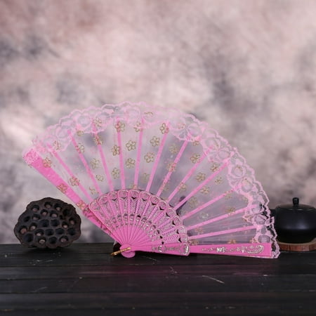 

NGTEVOOS Clearance Best Dance Wedding Party Lace Silk Folding Hand Held Flower Fan