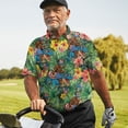 thumbnail image 6 of Funny Tropical American Bigfoot Polo Shirts For Men Floral USA Flag Shirt Mens Polo Shirts Short Sleeve Button Up Golf Shirts 2, 6 of 7