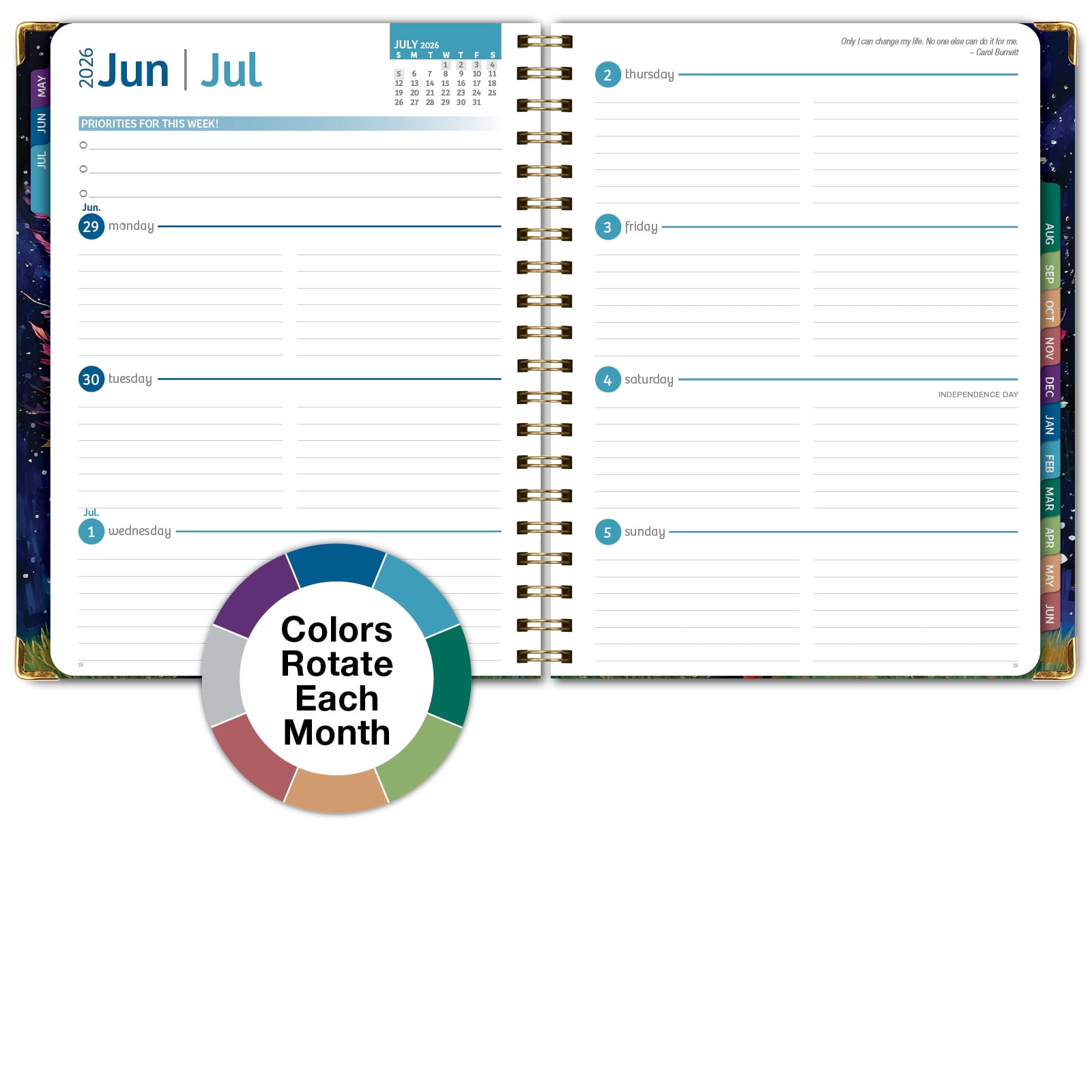 2026-2027 Excello Brands 8.5" x 11" Academic Year Hardcover Fashion Planner, Weekly/Monthly, 14 Month, Black Tree Seasons