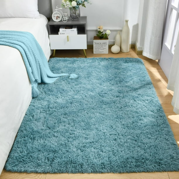 Alfombra de Área Merelax Moderna Suave y Esponjosa Shaggy 120x180cm Turquesa