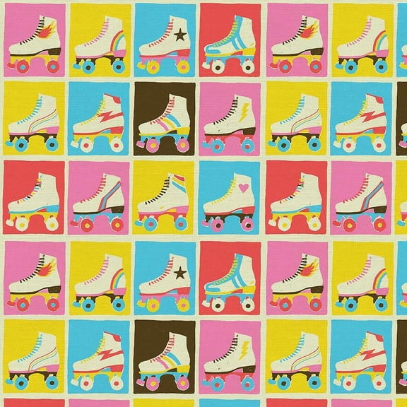 Retro skates fabric - cute fabric designs - Sold by the Quarter Yard
