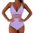 thumbnail image 5 of Roncen Women's Tummy Control Swimsuits Mesh Sexy One Piece Bathing Suits Slimming V Neck Swimwear, 5 of 9