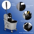 thumbnail image 5 of HOMCOM 9.5 Gallon (38 Quart) Mop Bucket with Wringer Cleaning Cart, 4 Moving Wheels, 2 Separate Buckets, & Mop-Handle Holder, Grey, 5 of 9