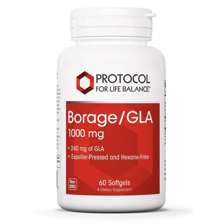 Protocol For Life Balance Borage GLA 1 000 mg Rich in Omega 6 Fatty Acids Helps Reduce Inflammation Supports Healthy Immune System Joint