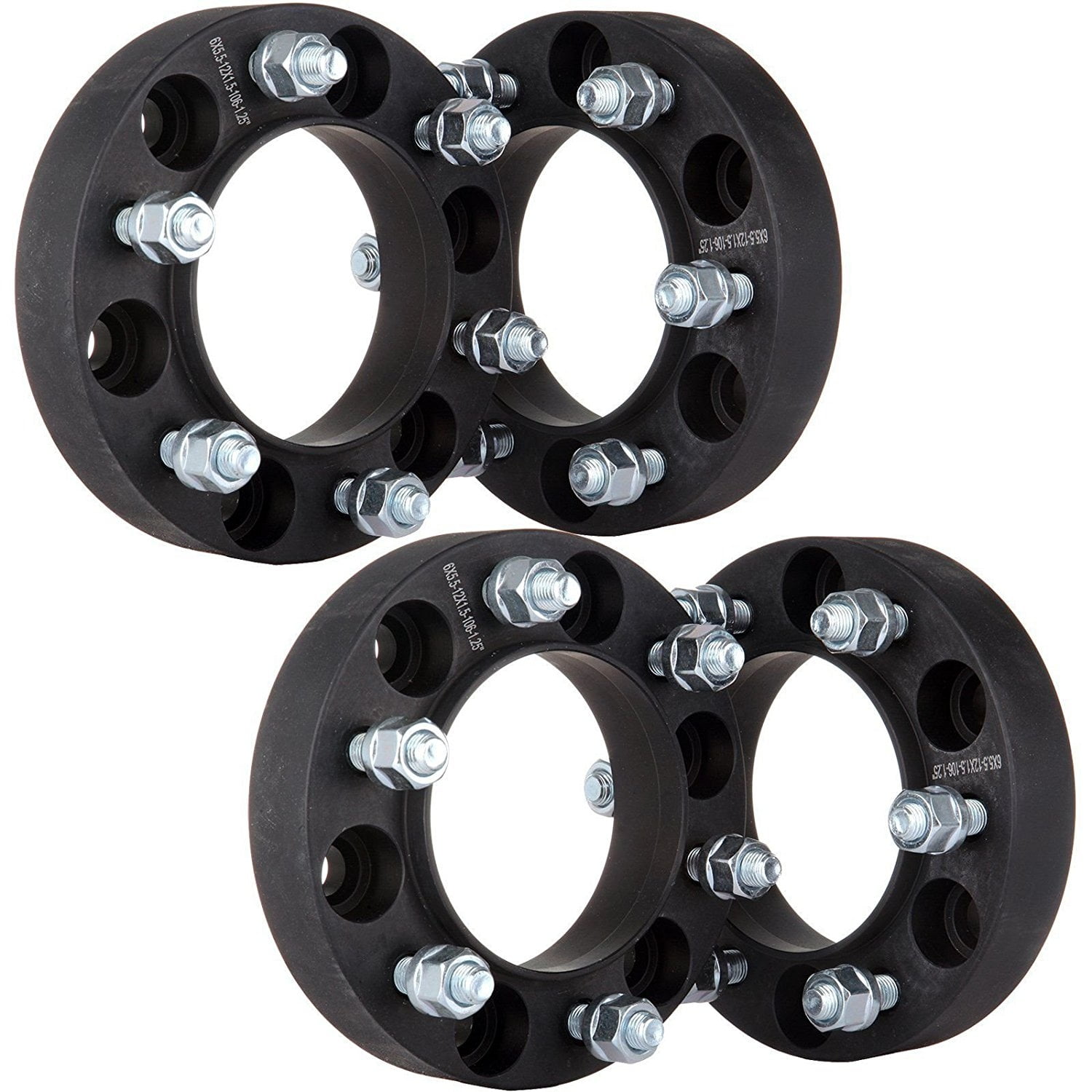 4 QTY 2" 6x5 Black Hubcentric Wheel Spacer Adapters 78.1mm CB 12x1.5