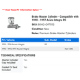 thumbnail image 2 of Brake Master Cylinder - Compatible with 1990 - 1997 Acura Integra RS 1991 1992 1993 1994 1995 1996, 2 of 2