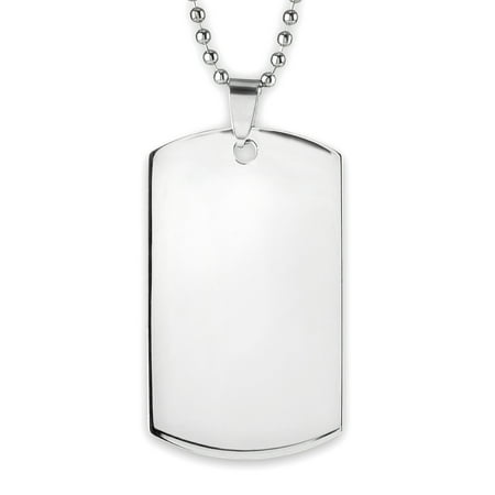 - Men's Mirror Finish Stainless Steel Engravable Dog Tag Pendant