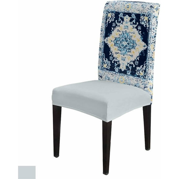 Chair Covers Set of 4, Abstract Bohemian Navy Blue, Removable Stretchable Parsons Chair Slipcovers Protector for Dining Room, Floral Vintage Tribal