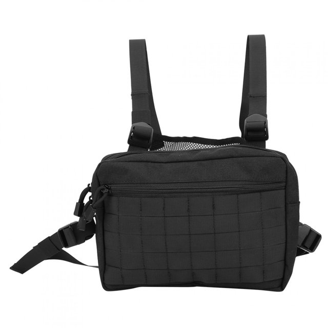 Bolsa de pecho ajustable de poliéster táctica portátil multifunción, paquete colgante, color negro