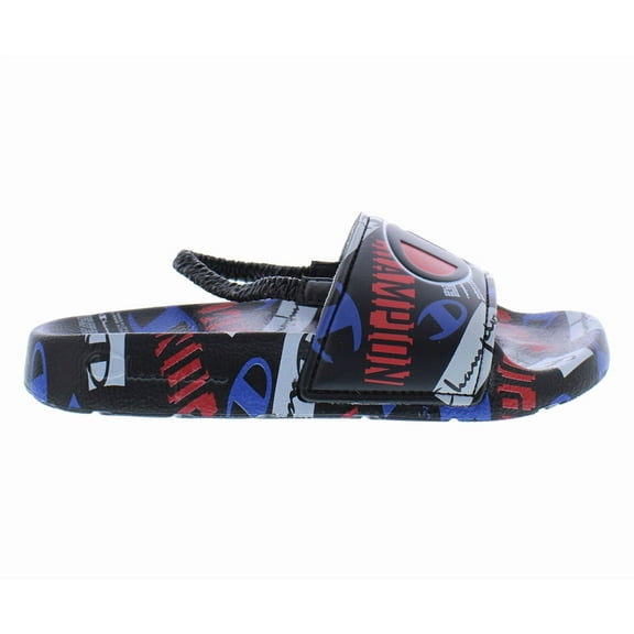 Champion Ipo C Logo Slide PS Infant/Toddler Shoes Size 10, Color: Black/Multi-Colored