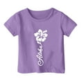 thumbnail image 3 of Tfken Toddler Girl Kids T-Shirts Crew Neck Short Sleeve Tops Flower Print Comfortable Soft Girls Tee Rose Gold Size 4-5 Years, 3 of 3