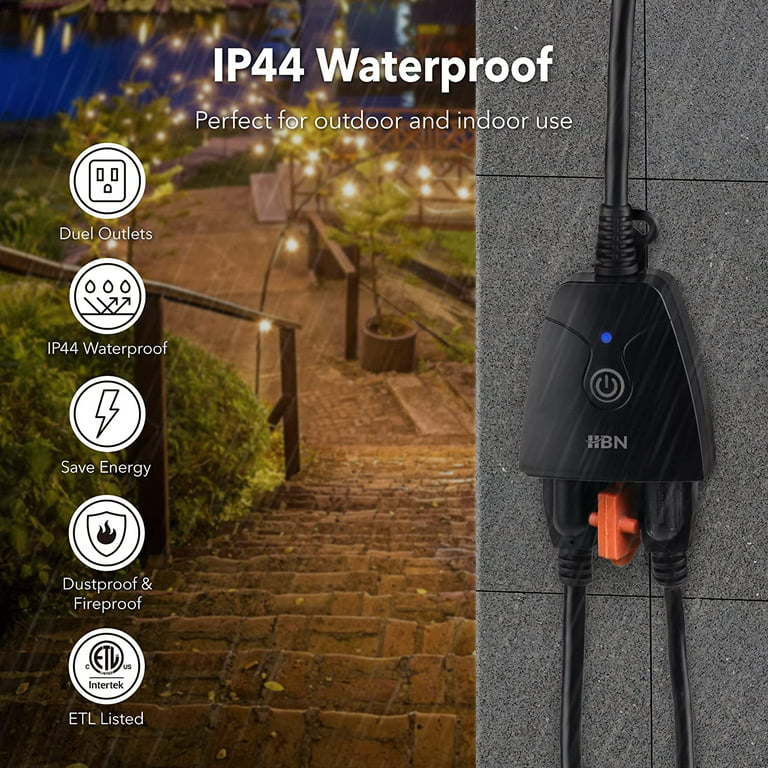 Wireless IP44 Waterproof WiFi Smart Plug Outdoor Remote Control