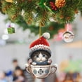 thumbnail image 6 of 6 Pack Teacup Cat Ornaments, Kitten in Mug Pendant, 3.1 inch, 2D Acrylic Flat Hanging Decor, Cute Pet Animal Charms for Christmas Tree, Cat Mom Gifts, Holiday Party Supplies, Multicolor, Acrylic, 6 of 9