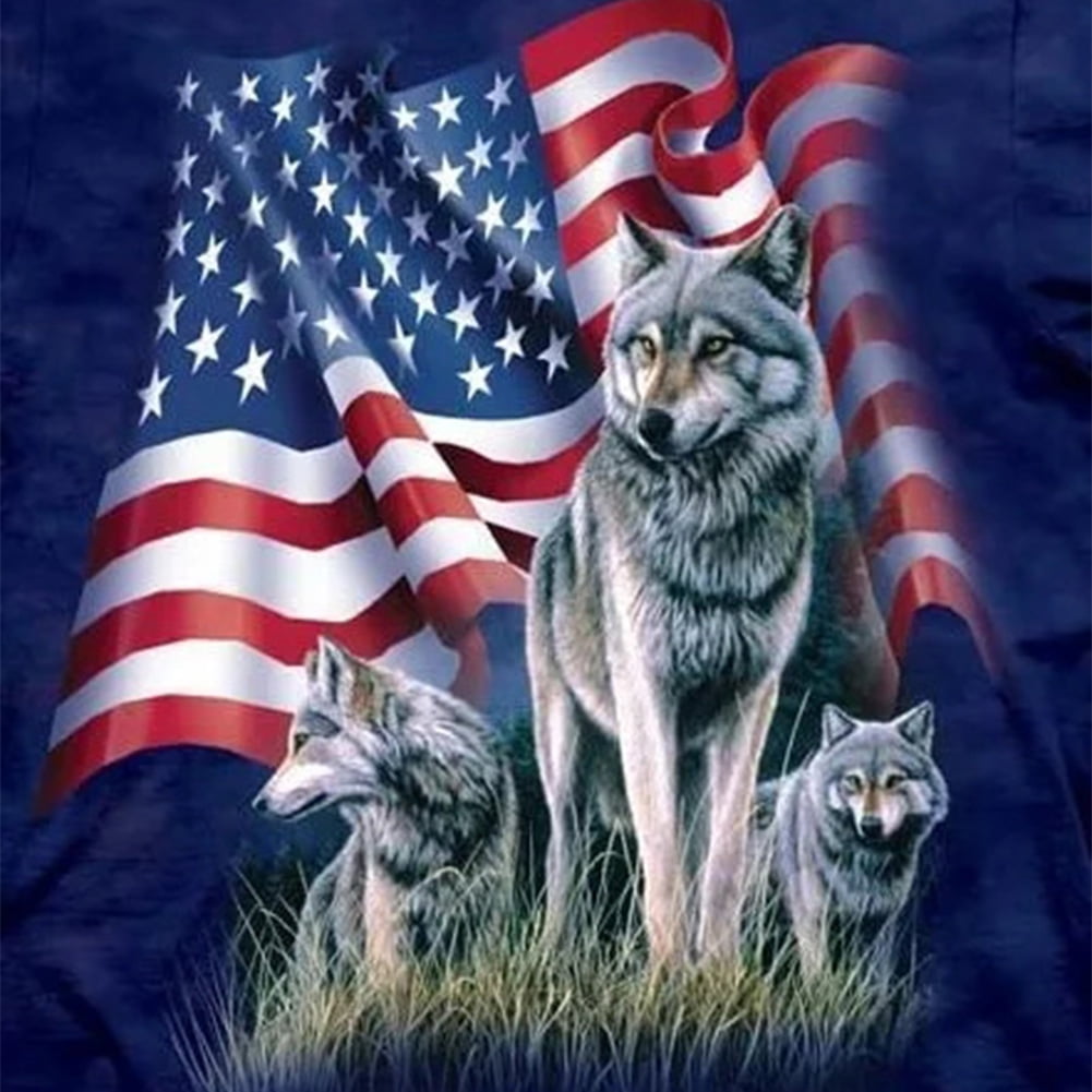 Wolves & Flag Framed 5D Diamond Painting outlet