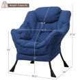 thumbnail image 4 of MEETWARM Modern Cotton Fabric Lazy Chair, Accent Contemporary Lounge Chair, Upholstered Single Leisure Sofa Chair with a Side Pocket, Armrests and Thick Padded Back for Living Room Bedroom (Blue), 4 of 8
