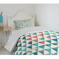 thumbnail image 4 of Ambesonne Geometric Quilted Bedspread Set 2 Pcs, Triangle Hexagons, Twin Size, Turquoise Teal Coral, 4 of 6