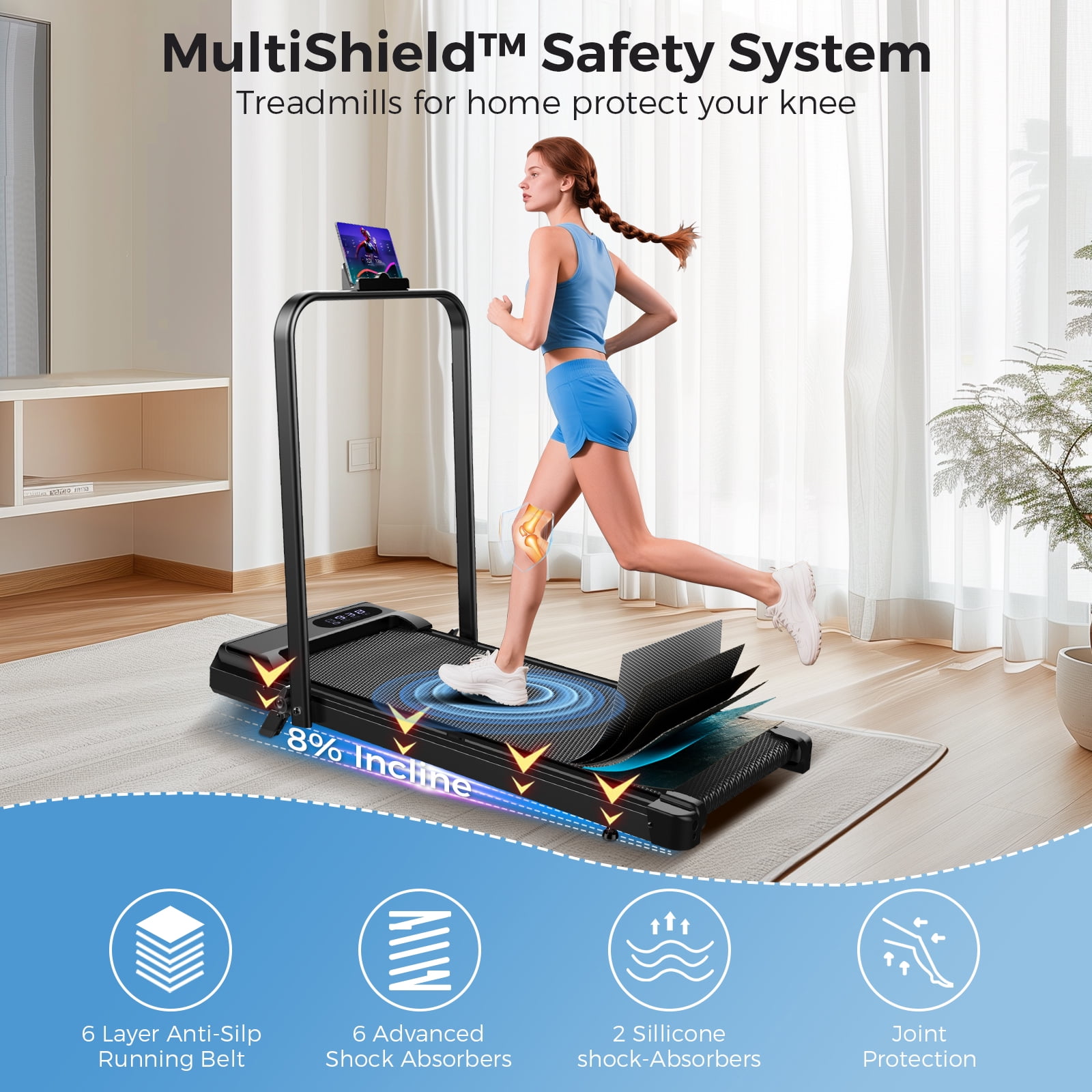 Tomile Walking Pad for Home/Office, Folding Treadmill 2.5HP, Under Desk Treadmill with Remote, 320 lbs Capacity