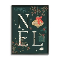 Stupell Industries Noel with Holiday Ornament Holiday Painting Black Framed Art Print Wall Art, 11 x 14