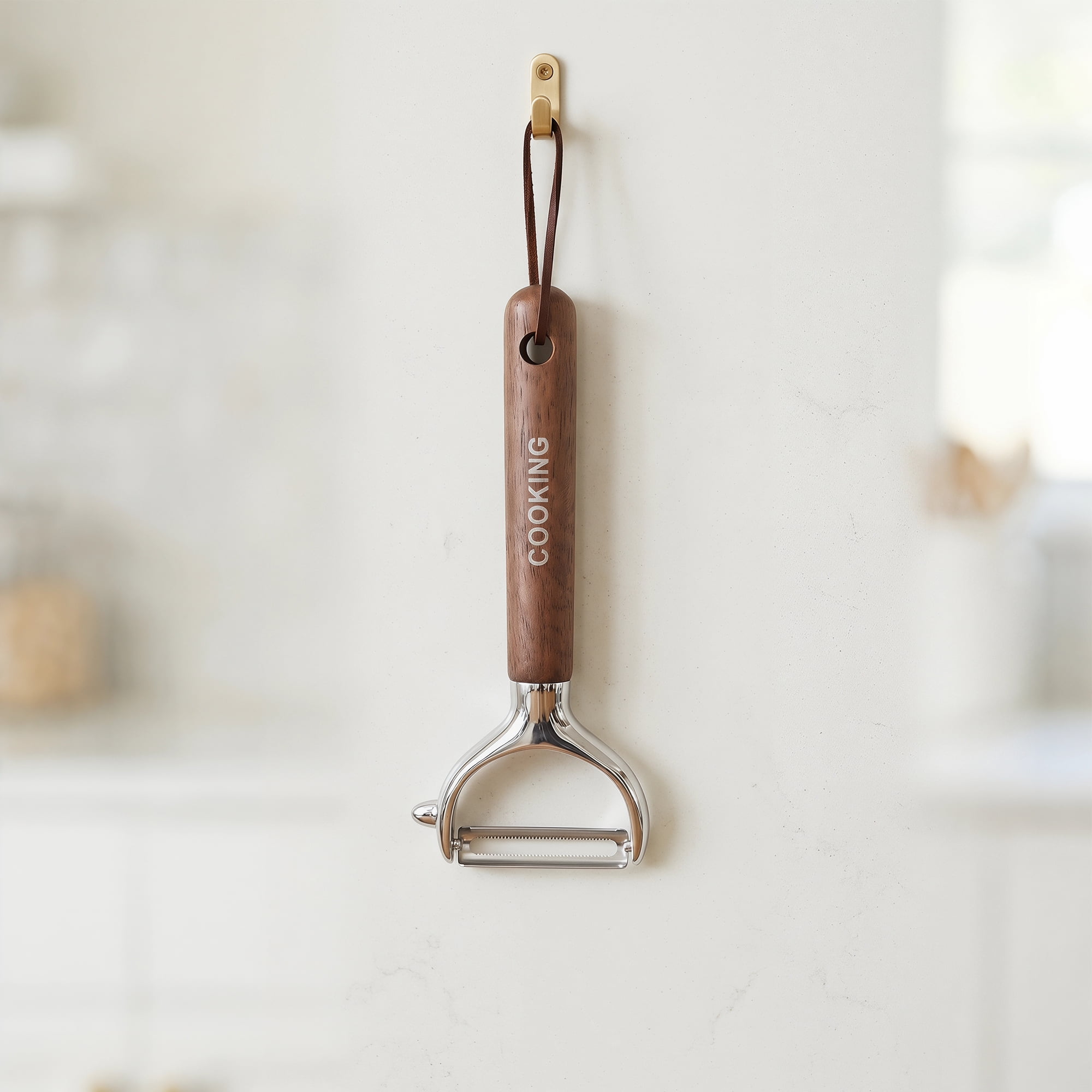 Unique Bargains Stainless Steel Ergonomic Peeler with Hang Handle Brown-1 6.6" x 2.8"
